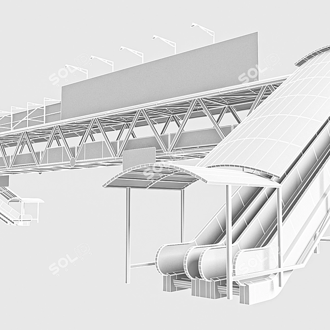 Urban Lowpoly Pedestrian Walkway 3D model image 8