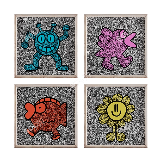 Mr. Doodle 4-Piece Frame Set 3D model image 2