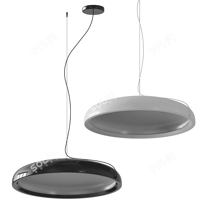 Minimalist Aluminum LED Pendant Light 3D model image 2