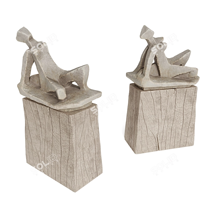 Cubist Pose Woman Sculpture 3D model image 3