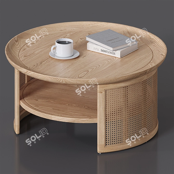 Rattan Base 2-Tier Coffee Table 3D model image 2