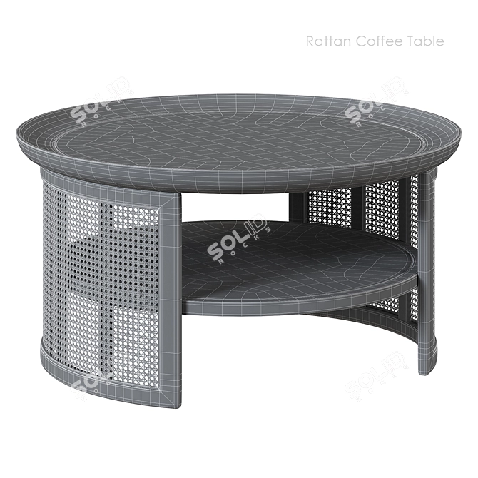 Rattan Base 2-Tier Coffee Table 3D model image 4