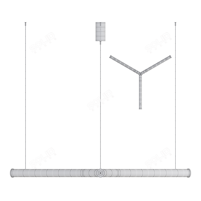 Ethereal Glass Tubular Chandelier 3D model image 4