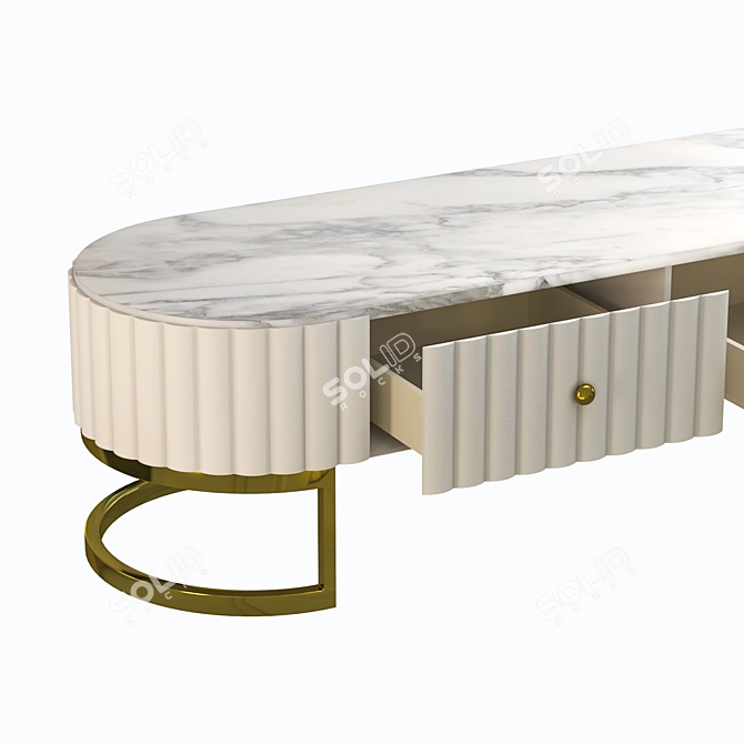 Chic Designer Marble TV Stand 3D model image 2