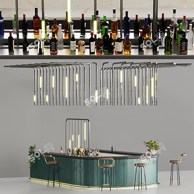 Luxury Hotel Bar Setup 3D model image 1