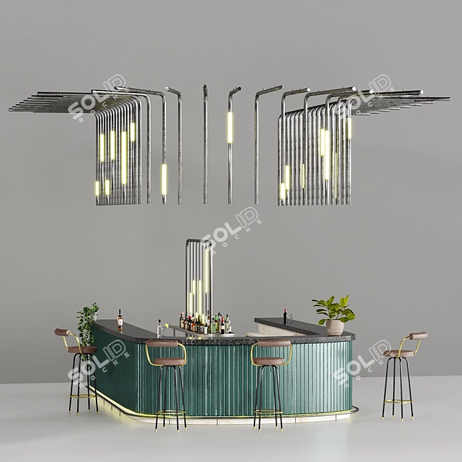 Luxury Hotel Bar Setup 3D model image 2