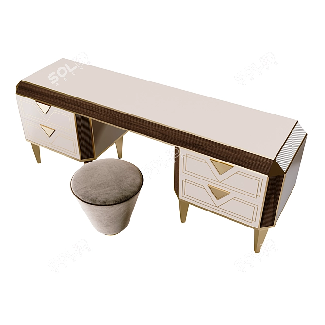 Luxury Diamante Dressing Table Set 3D model image 2