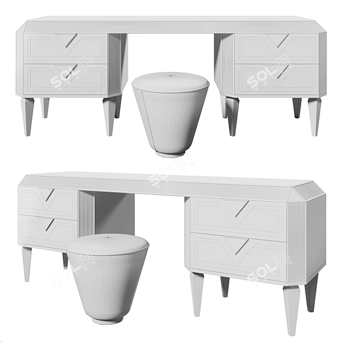 Luxury Diamante Dressing Table Set 3D model image 3