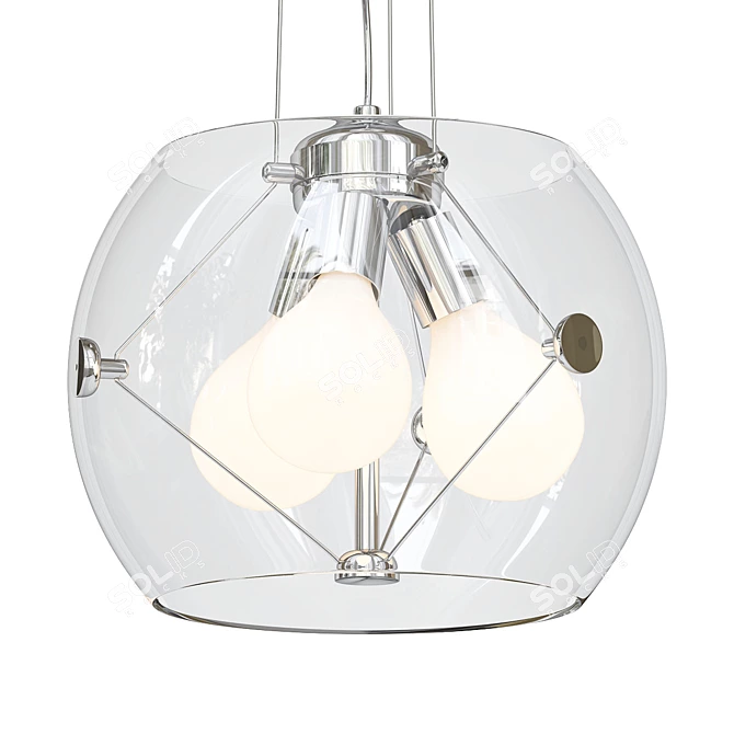 Modern Glass Drum Chandelier 3D model image 1