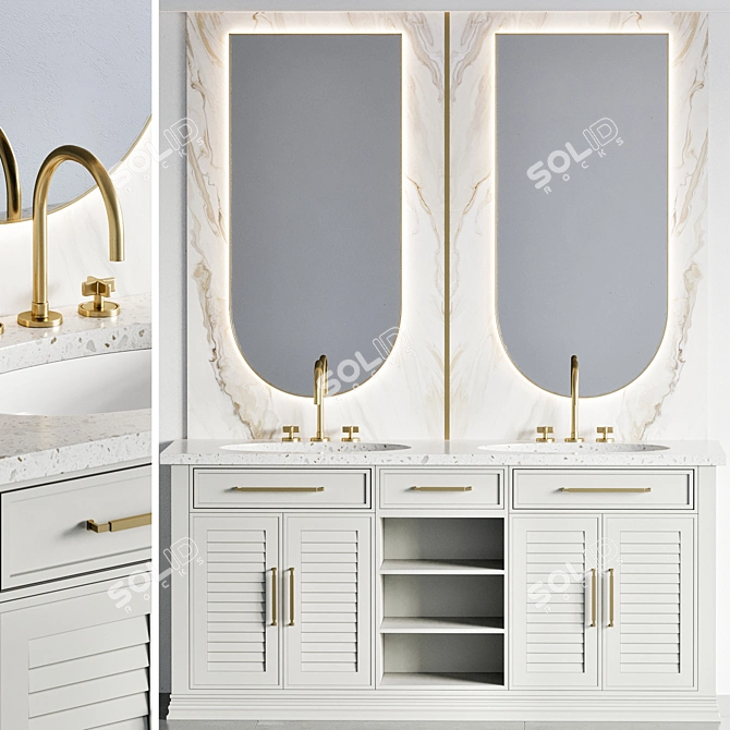 Modern Bathroom Furniture Set 3D model image 1