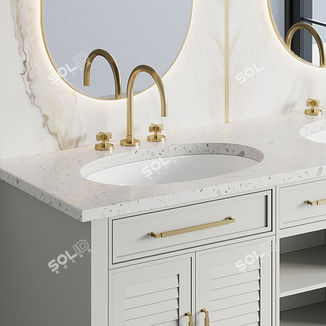 Modern Bathroom Furniture Set 3D model image 2