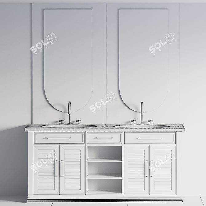 Modern Bathroom Furniture Set 3D model image 6