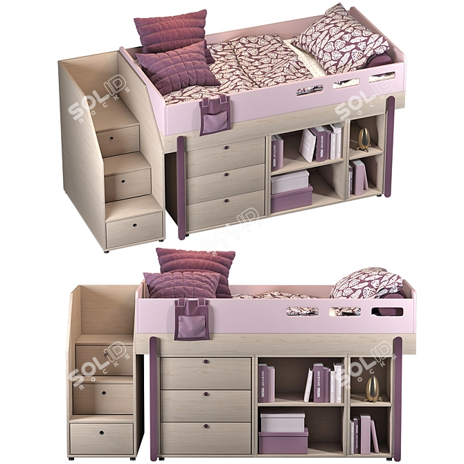 Flexible Mid-High Bed by Flexa 3D model image 1