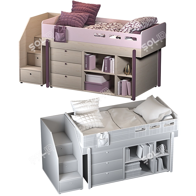 Flexible Mid-High Bed by Flexa 3D model image 2