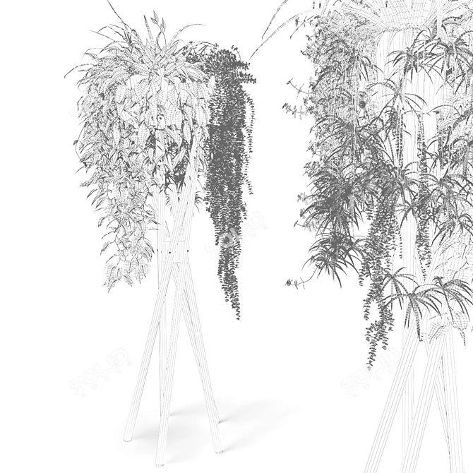 Hanging Plant Stand with Plants 3D model image 2