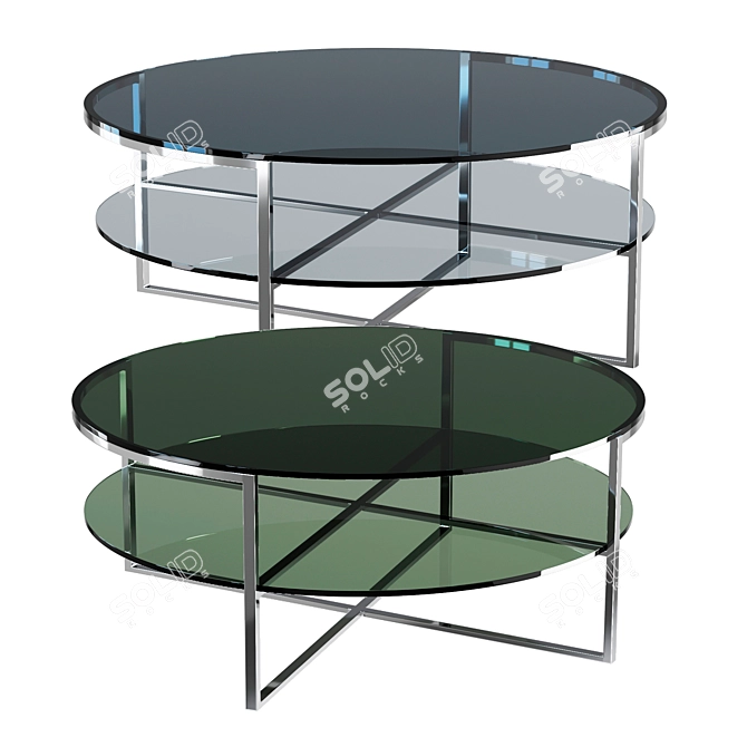 Modern Metal Frame Glass Coffee Table 3D model image 1