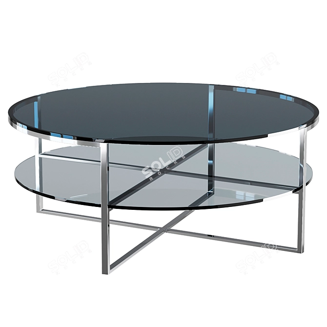 Modern Metal Frame Glass Coffee Table 3D model image 2