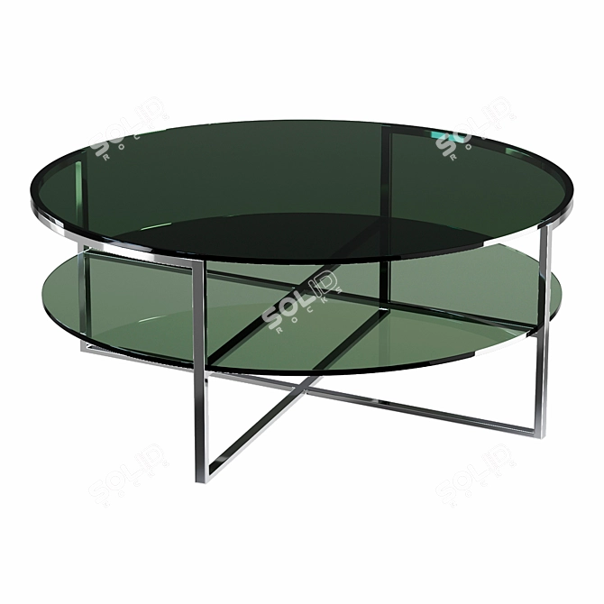 Modern Metal Frame Glass Coffee Table 3D model image 3