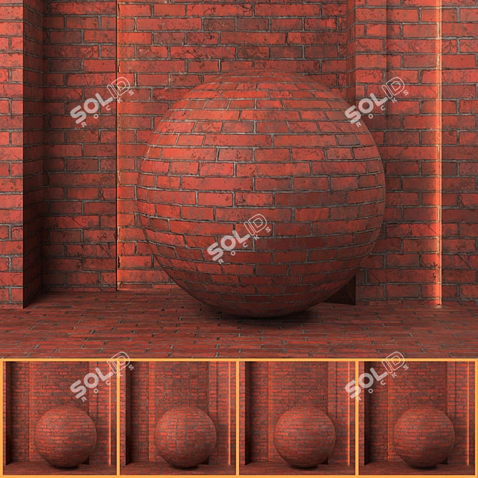 Vintage Brick Wall Texture Collection 3D model image 1