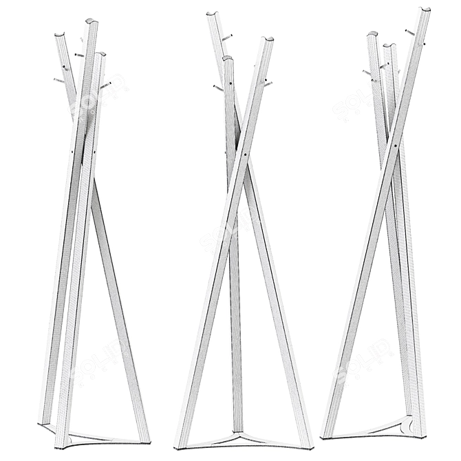 Modern Tobias Coat Rack Stand 3D model image 2