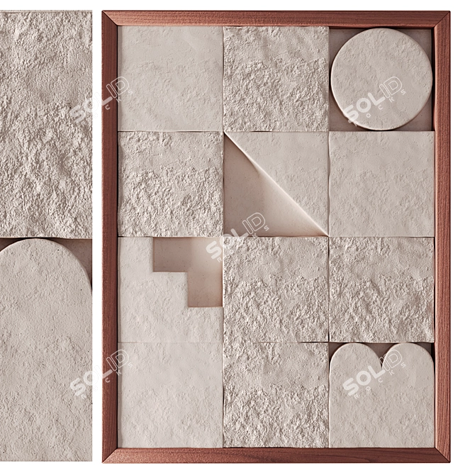 Wooden Framed 3D Mosaic Relief 3D model image 1