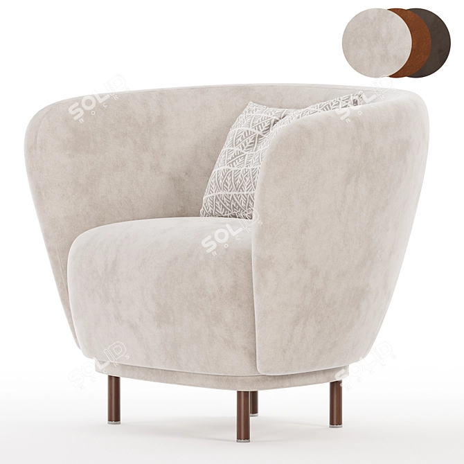 Luxury Dandy Armchair in Gray 3D model image 4