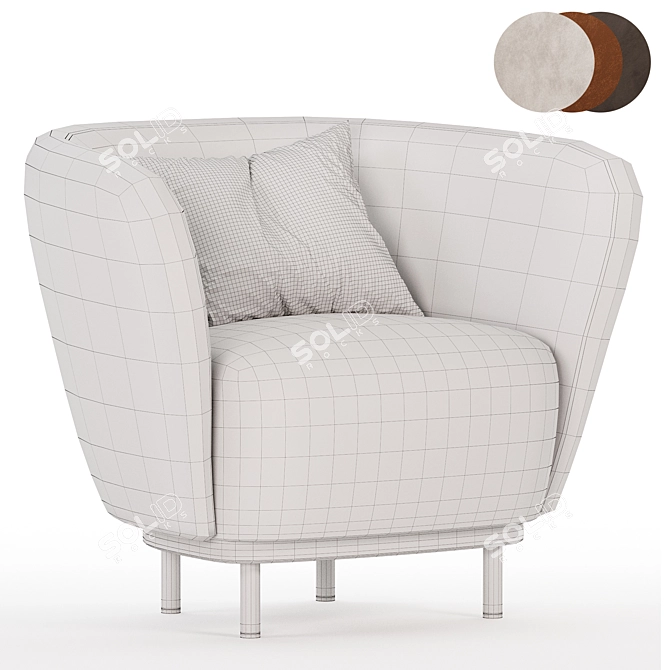 Luxury Dandy Armchair in Gray 3D model image 6