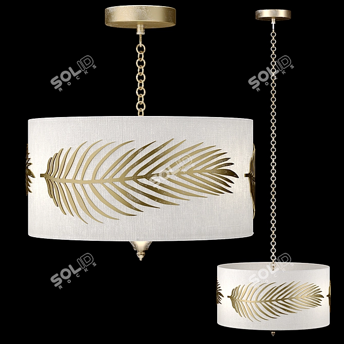 Golden Palm Metal Pendant Light 3D model image 1