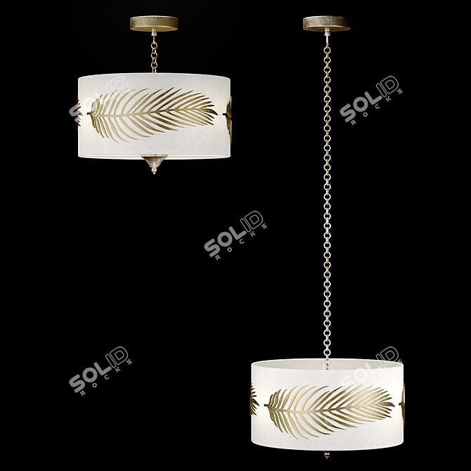 Golden Palm Metal Pendant Light 3D model image 2