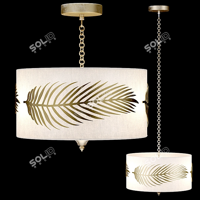 Golden Palm Metal Pendant Light 3D model image 3