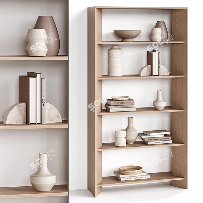 Natural Oak 5-Shelf Bookcase, Crate&Barrel 3D model image 4