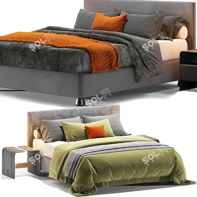 Elegant Modern Bed Design 3D model image 1