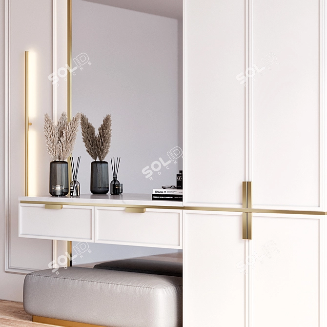 Sleek Modern Hallway Bench 3D model image 3