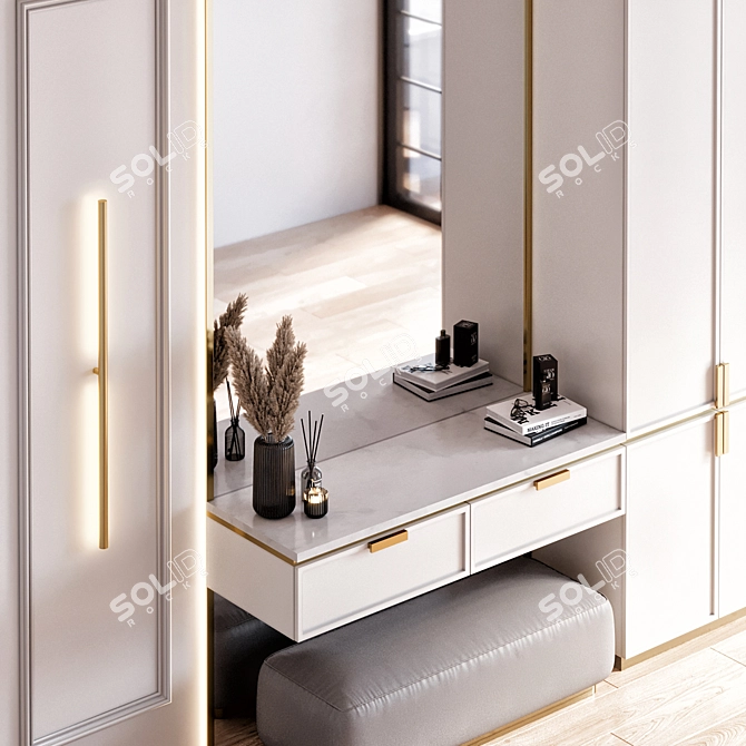 Sleek Modern Hallway Bench 3D model image 4