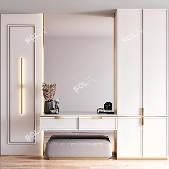 Sleek Modern Hallway Bench 3D model image 8