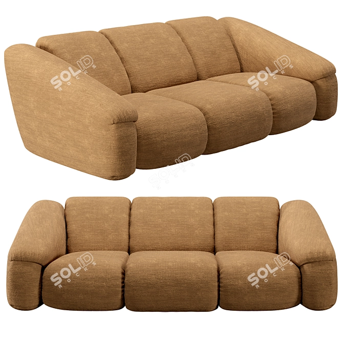 Comfortably Chic Puffer Sofa 3D model image 3