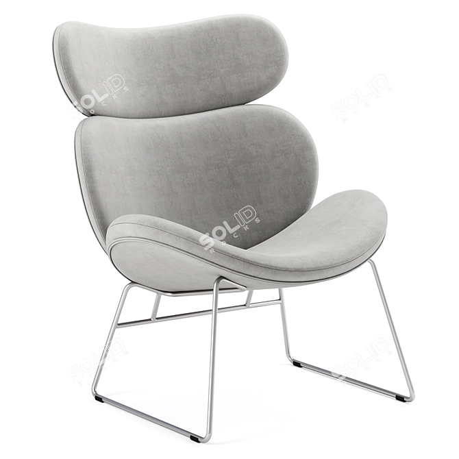 Elegant Woven Fabric Armchair - Light Grey 3D model image 1