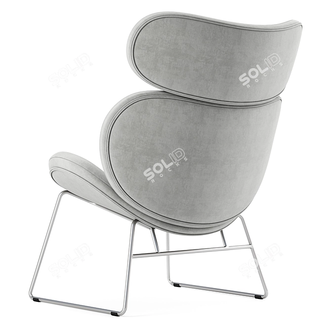 Elegant Woven Fabric Armchair - Light Grey 3D model image 4