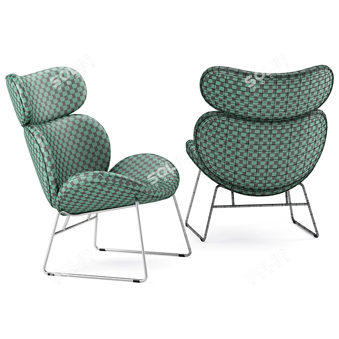 Elegant Woven Fabric Armchair - Light Grey 3D model image 6