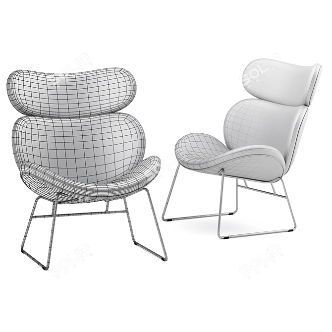 Elegant Woven Fabric Armchair - Light Grey 3D model image 7