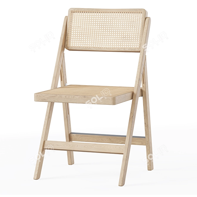 Foldable Rattan Chair 3D model image 1