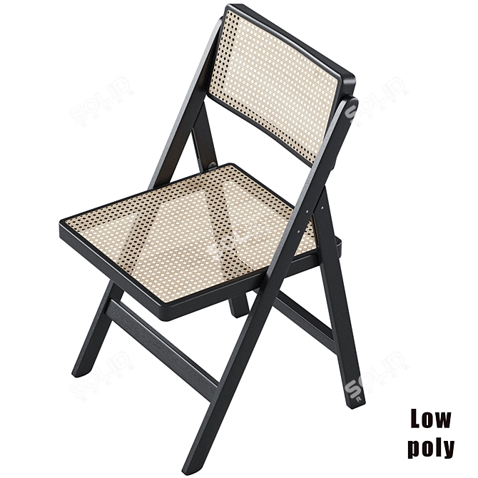 Foldable Rattan Chair 3D model image 3