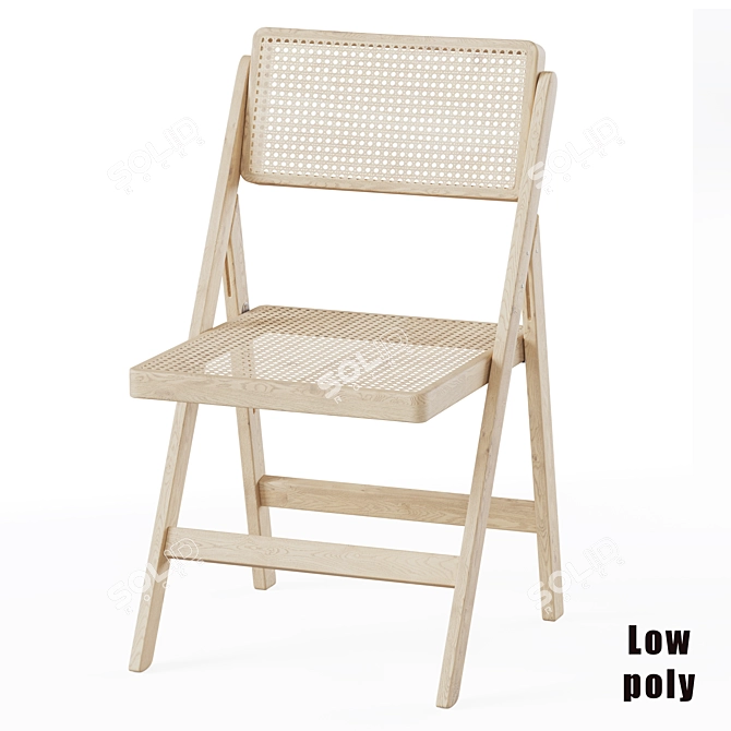 Foldable Rattan Chair 3D model image 4