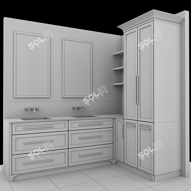 Classic Bathroom Furniture Set No.3 3D model image 7