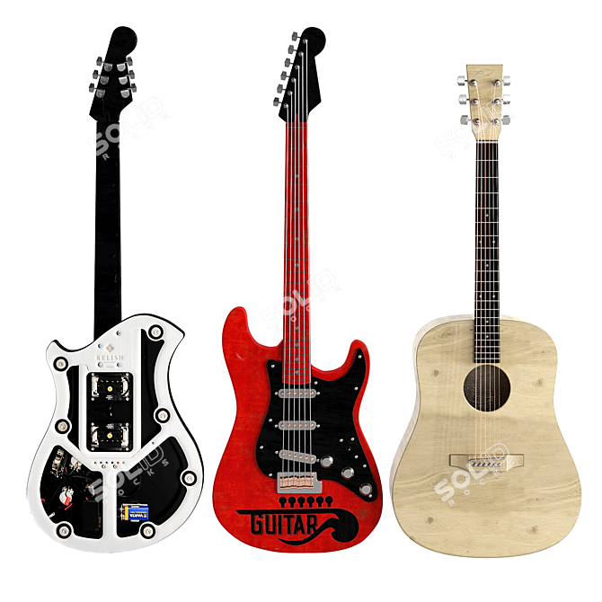 2015 Guitar Model for 3Ds Max 3D model image 1