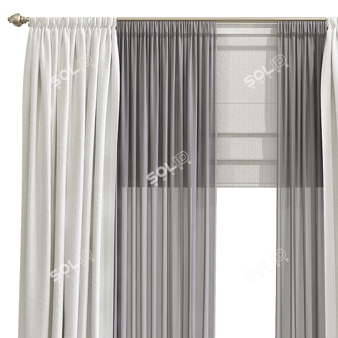 Mesh Remeshed Curtain Design 3D model image 2