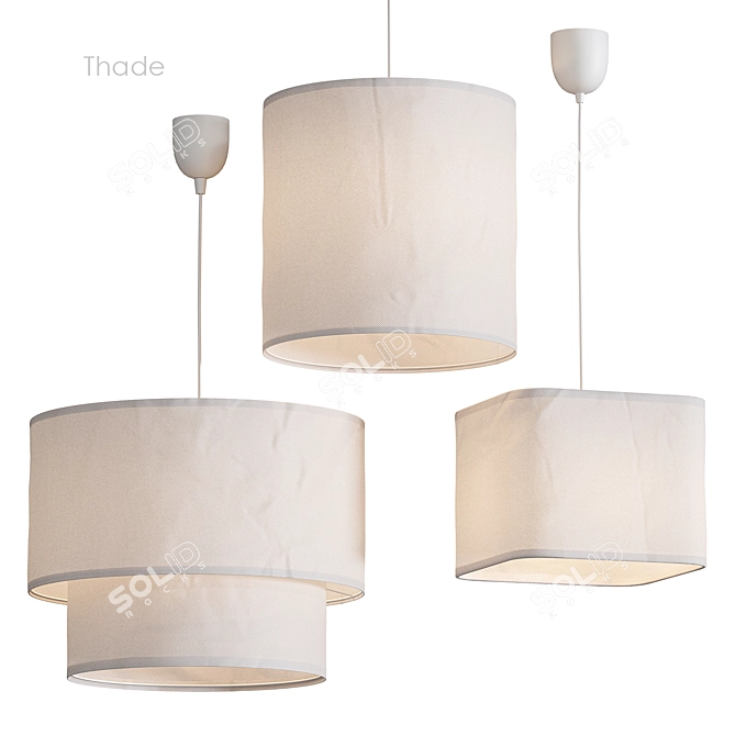 Thade Linen Pendant Light Trio 3D model image 1