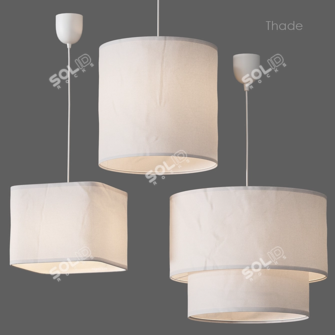 Thade Linen Pendant Light Trio 3D model image 2
