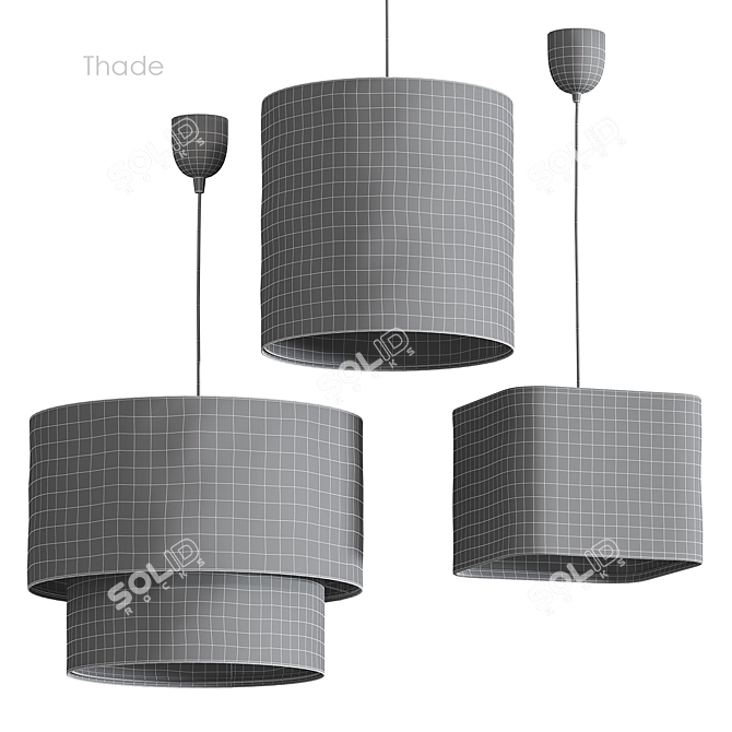 Thade Linen Pendant Light Trio 3D model image 4