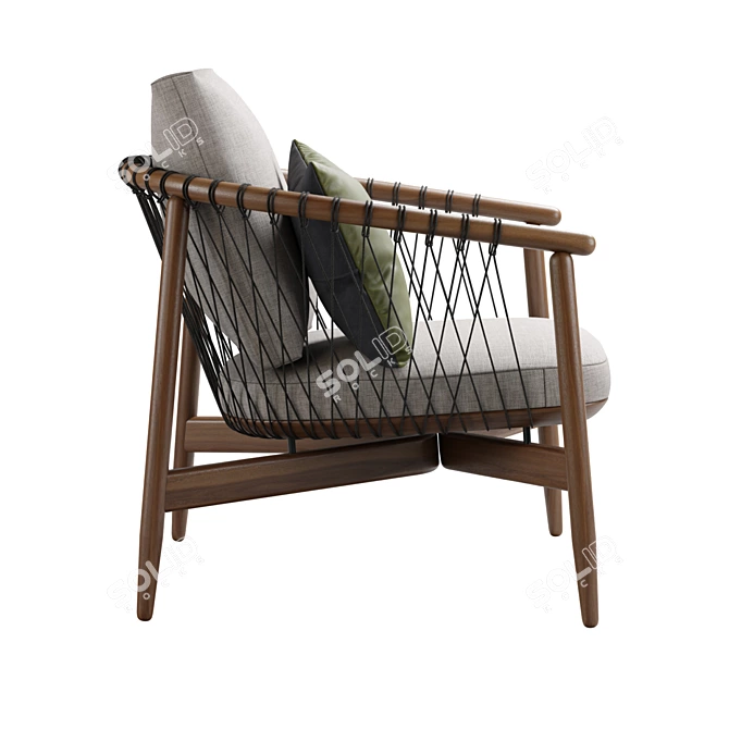 Modern Elegance Crosshatch Lounge Chair 3D model image 4